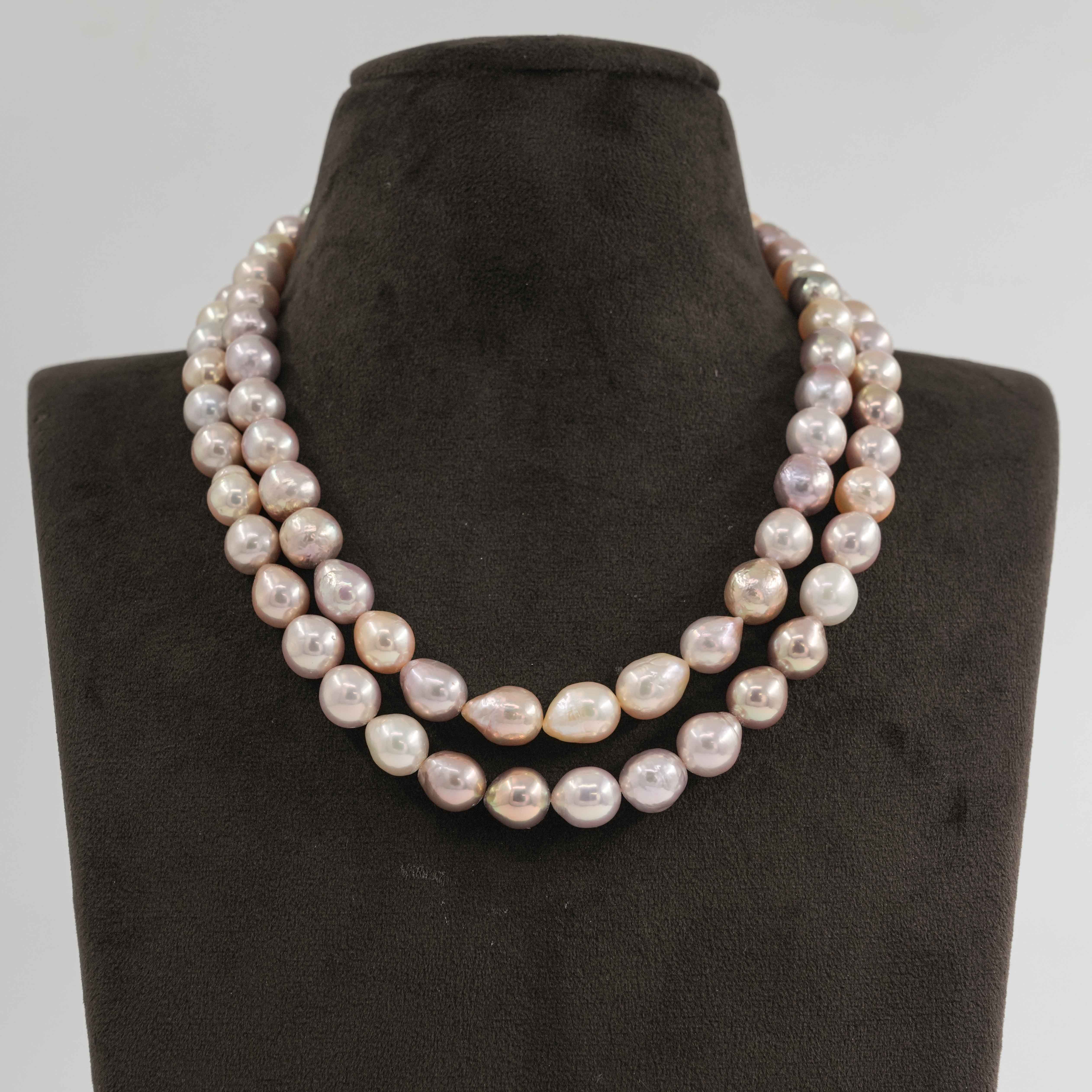 Double Stranded Baroque Pearl Necklace